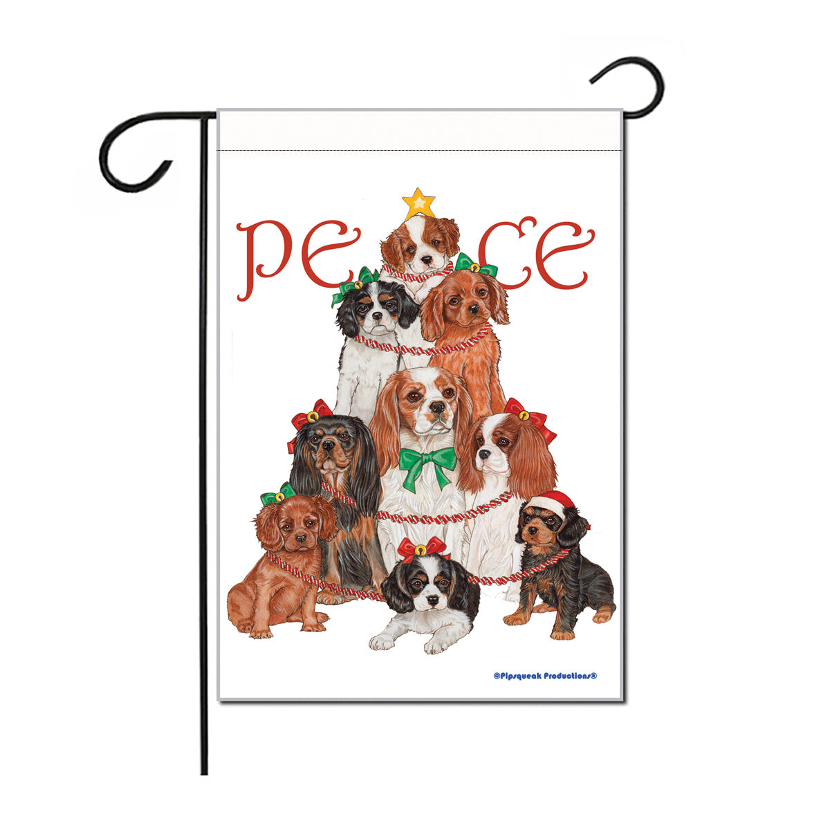Cavalier King Charles Peace Tree Christmas Garden Flag Double Sided 12” x 17” - Pipsqueakproductions