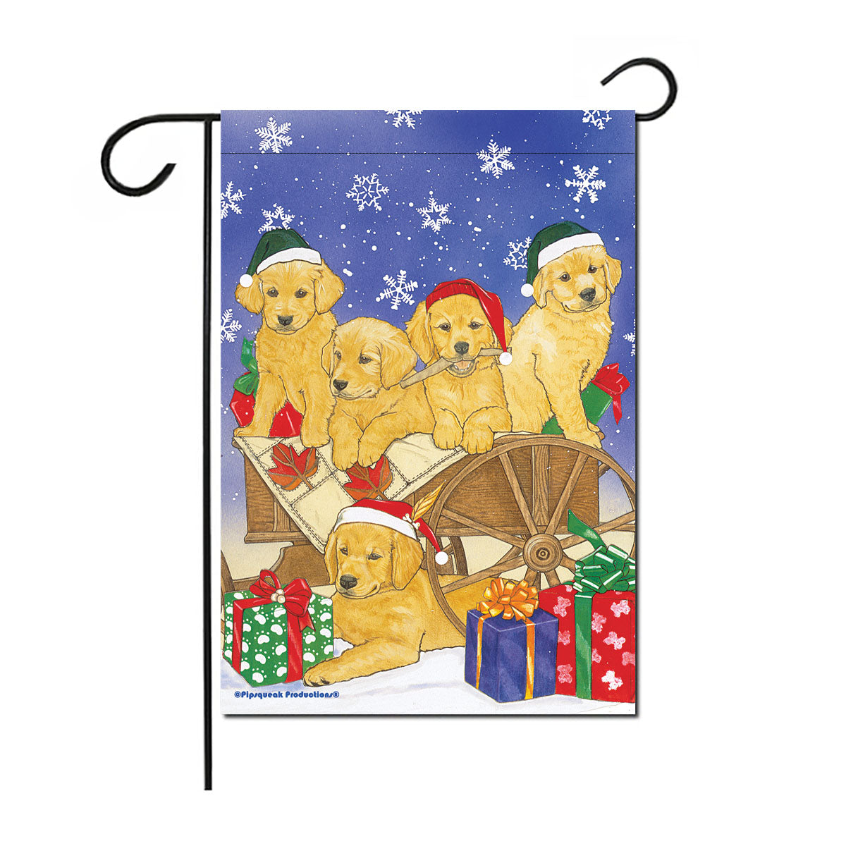 Golden Retriever Christmas Garden Flag Double Sided 12" x 17" - Pipsqueakproductions
