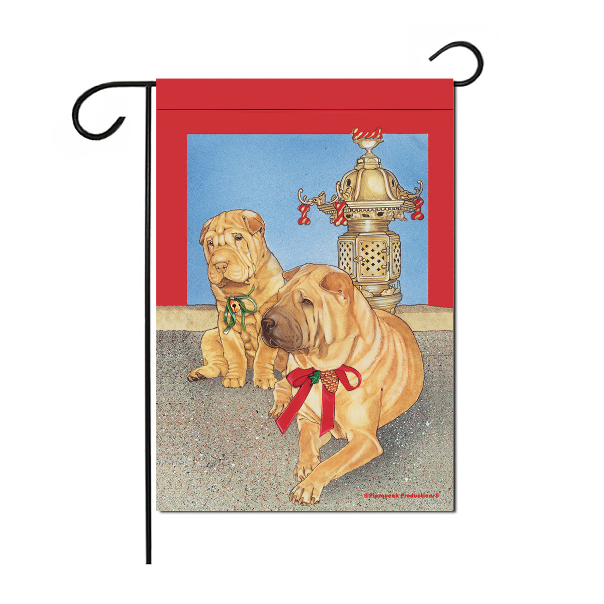 Shar Pei Christmas Garden Flag Double Sided 12” x 17” - Pipsqueakproductions