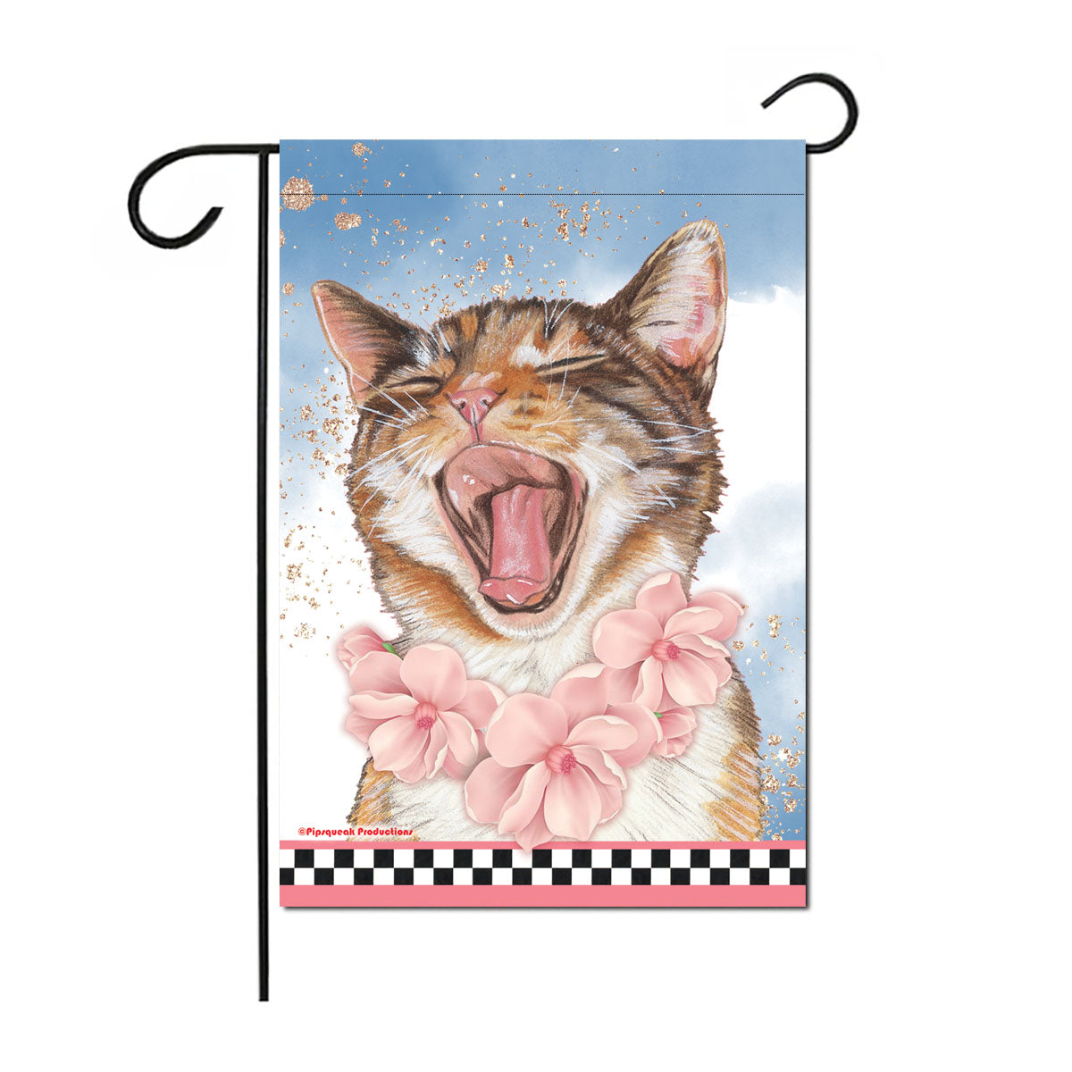 Cat's Meow Floral Garden Flag Double Sided 12 x 17 in. - Pipsqueakproductions