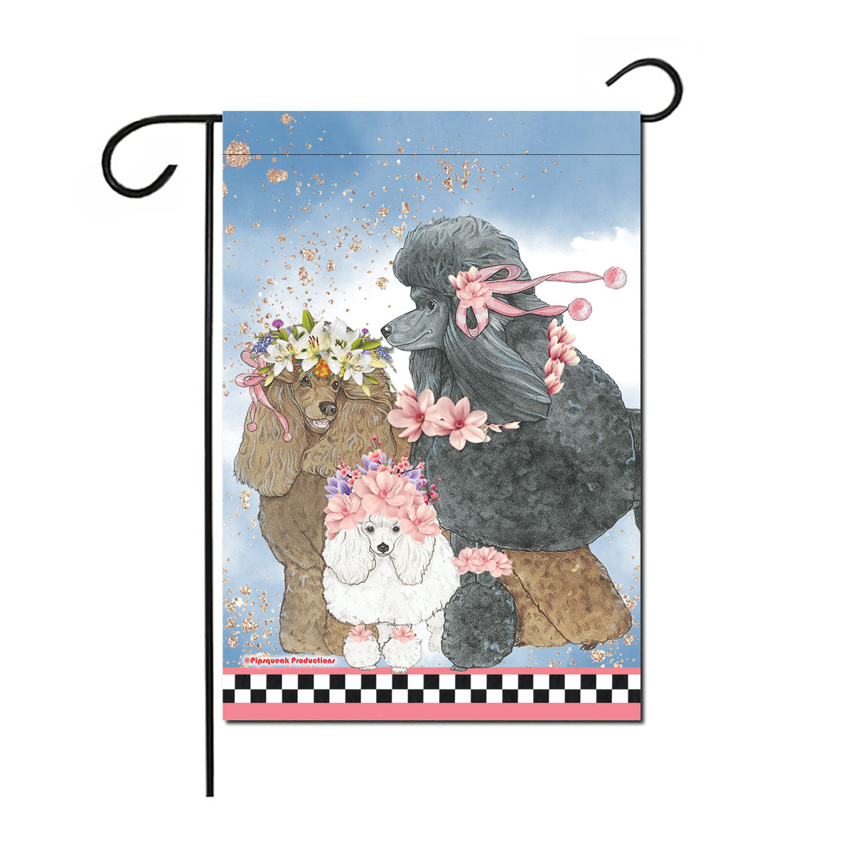 Poodle Floral Garden Flag Double Sided 12 x 17 in. - Pipsqueakproductions