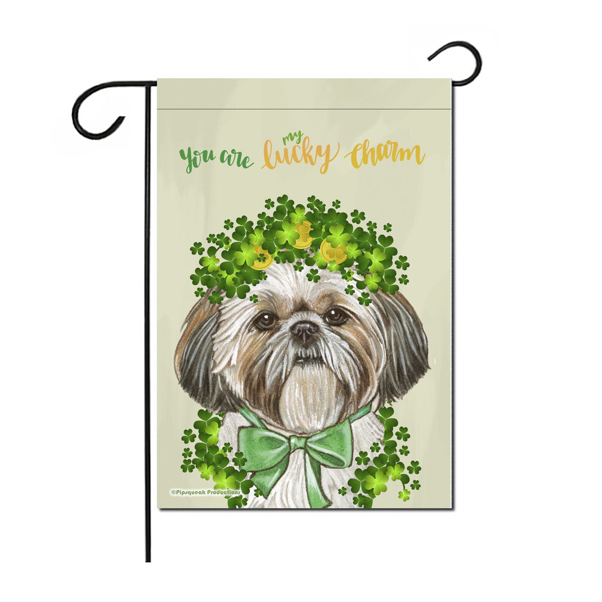 Shih Tzu Saint Patrick's Day Garden Flag Double Sided 12 x 18 inches - Pipsqueakproductions