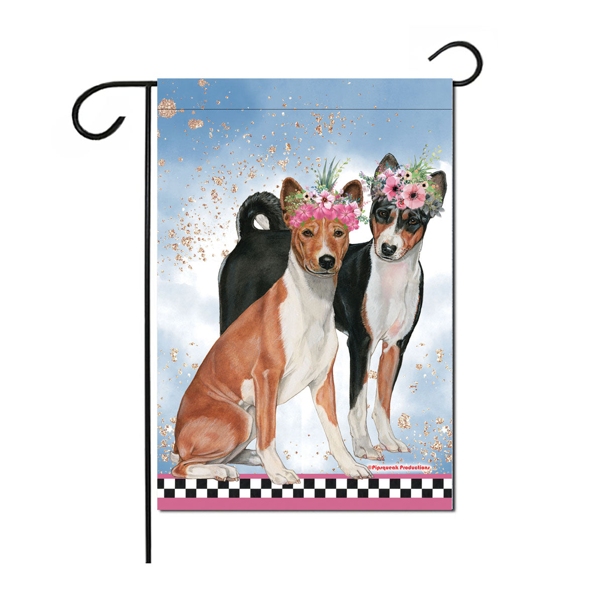 Basenji Floral Garden Flag Double Sided 12 x 17 in. 