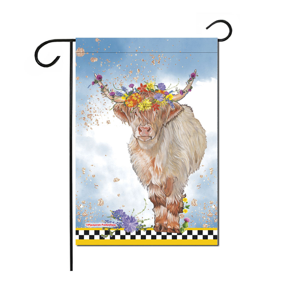 Cow Scottish Highland Cow Floral Garden Flag Double Sided 12 x 17 in. - Pipsqueakproductions