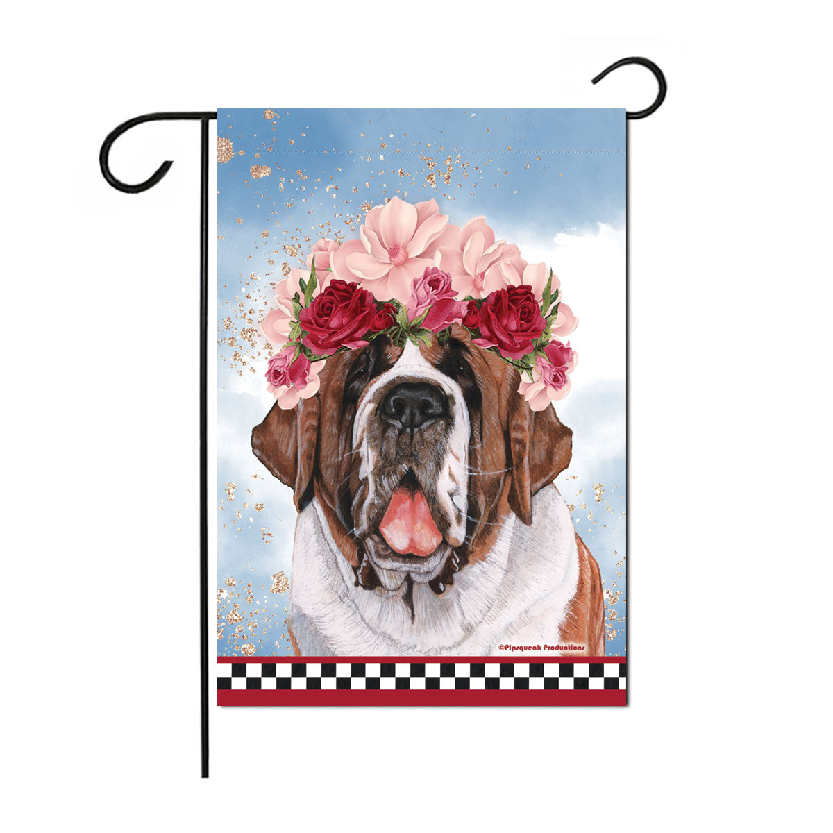 Saint Bernard Floral Garden Flag Double Sided 12 x 17 in. - Pipsqueakproductions
