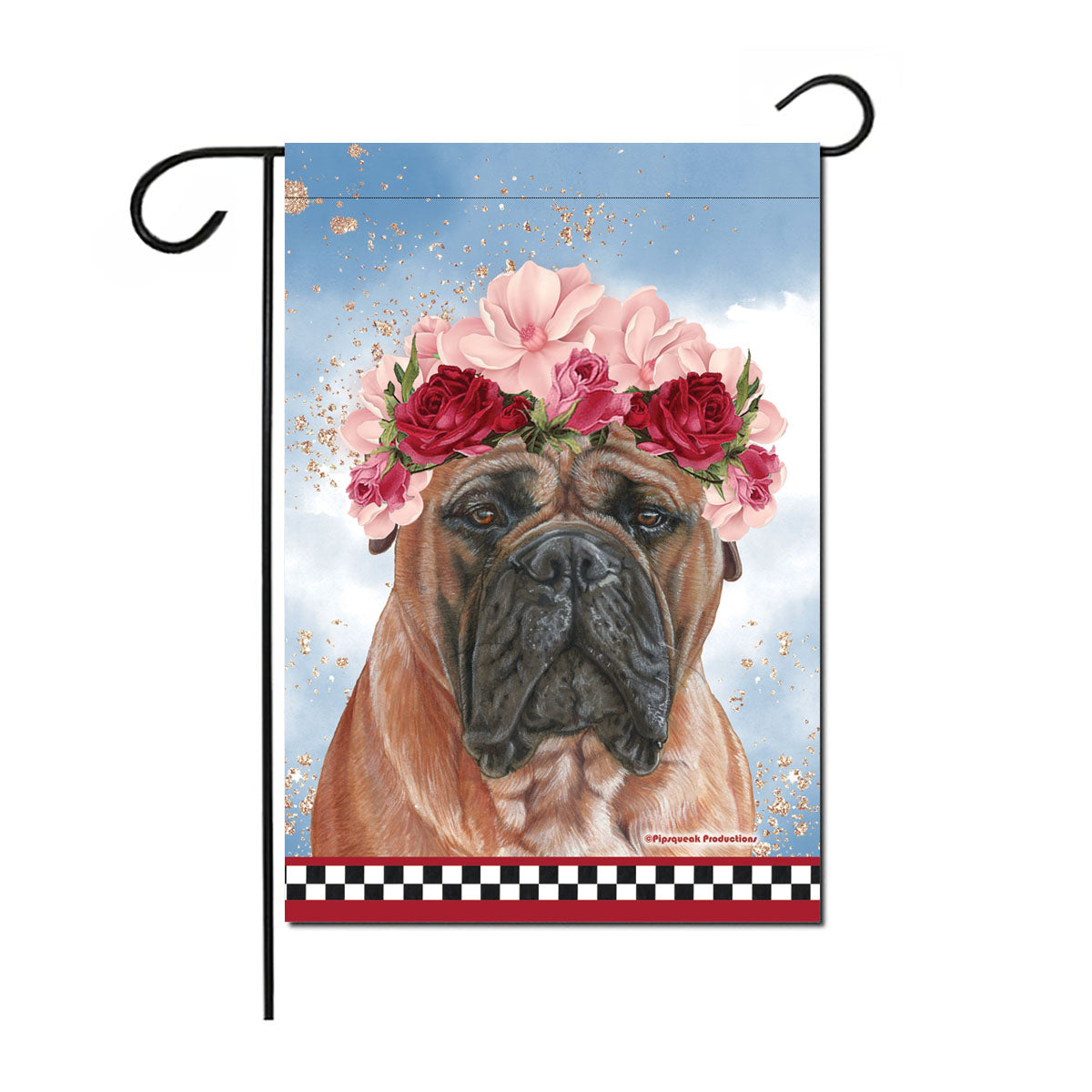 Bullmastiff Floral Garden Flag Double Sided 12 x 17 in. 