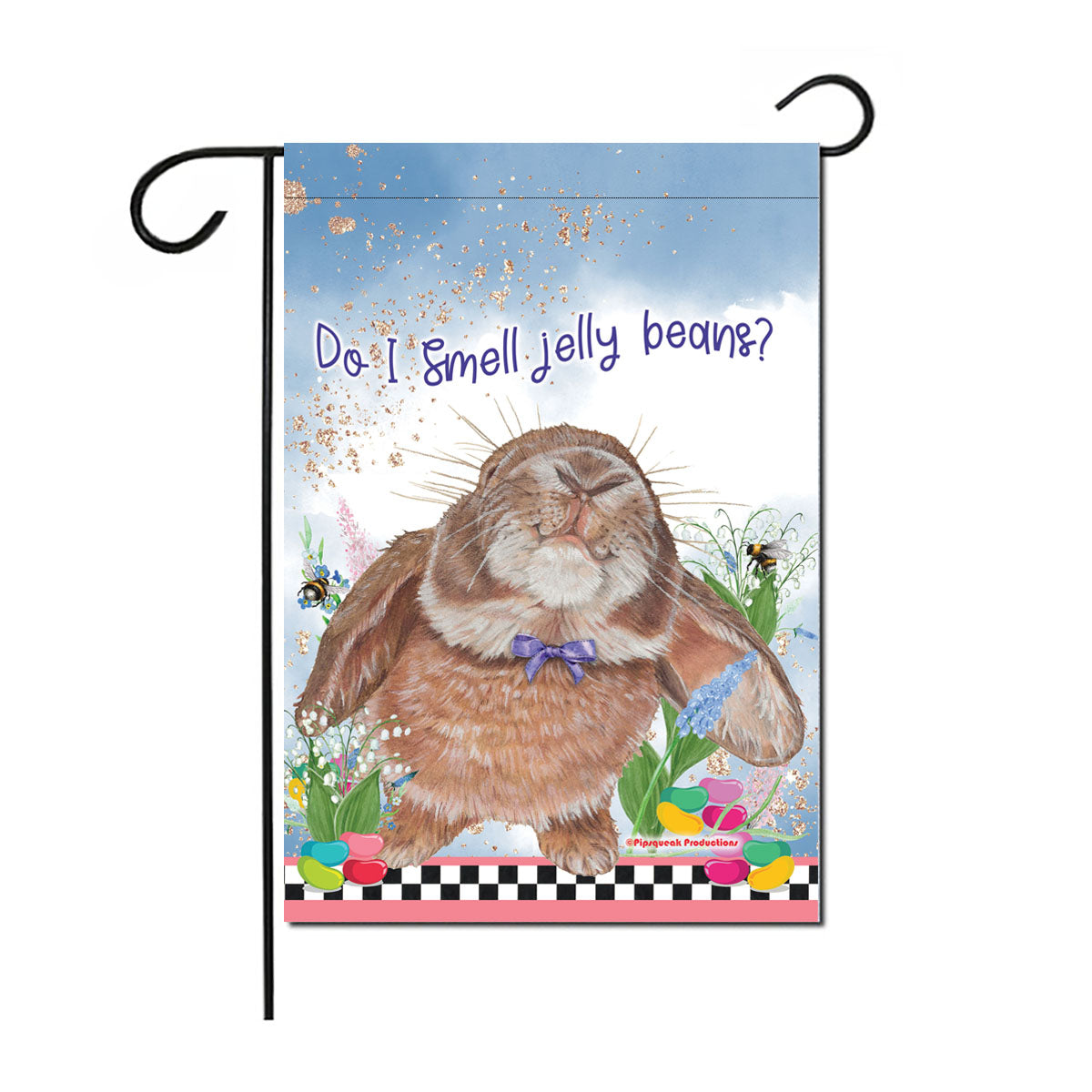 Bunny Floppy Eared Lop Eared Brown Rabbit Floral Garden Flag Double Sided 12 x 17 in. 