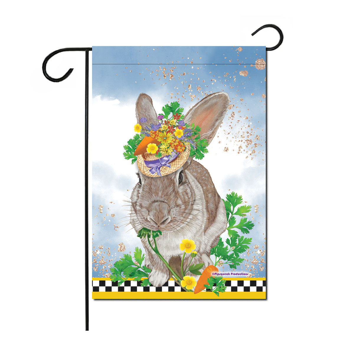 Bunny in the Garden Rabbit Floral Garden Flag Double Sided 12 x 17 in. 