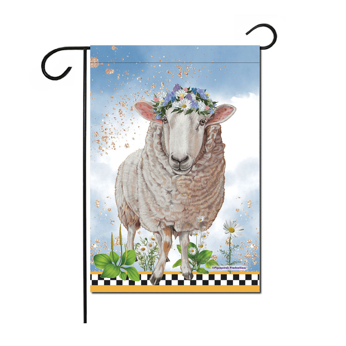 Cheviot Sheep Floral Garden Flag Double Sided 12 x 17 in. - Pipsqueakproductions