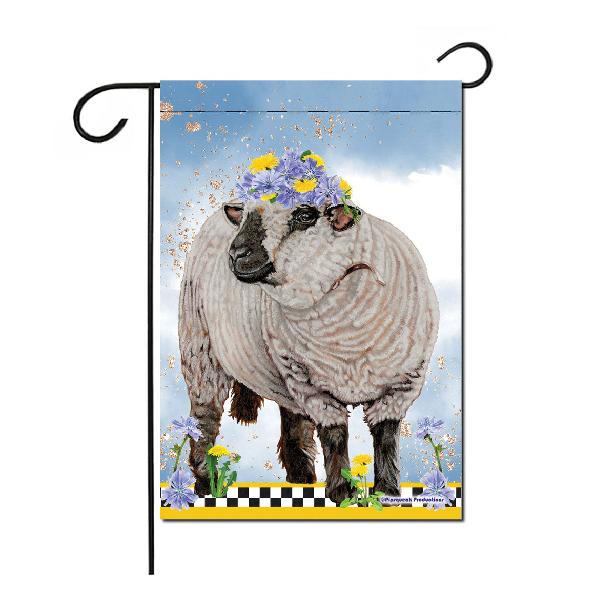 Hampshire Sheep Floral Garden Flag Double Sided 12 x 17 in. - Pipsqueakproductions