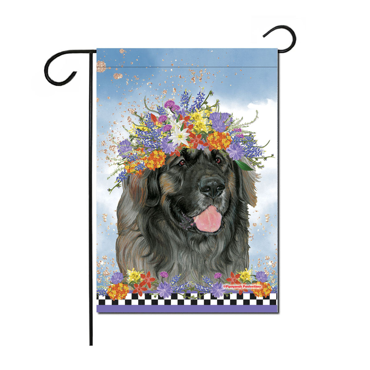 Leonberger Crown Floral Garden Flag Double Sided 12 x 17 in. - Pipsqueakproductions