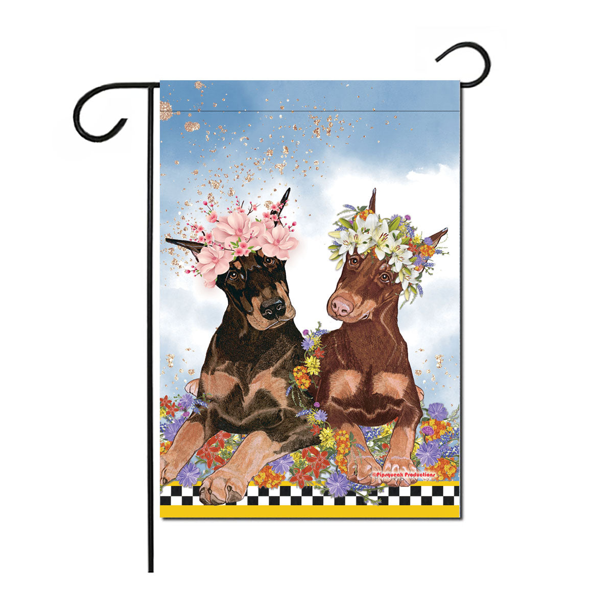 Doberman Floral Garden Flag Double Sided 12 x 17 in. - Pipsqueakproductions