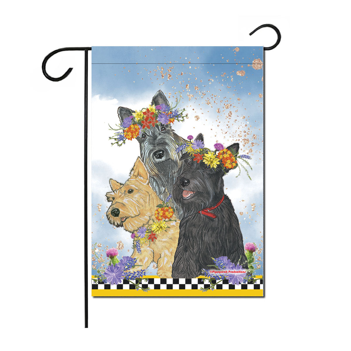 Scottish Terrier Floral Garden Flag Double Sided 12 x 17 in. - Pipsqueakproductions