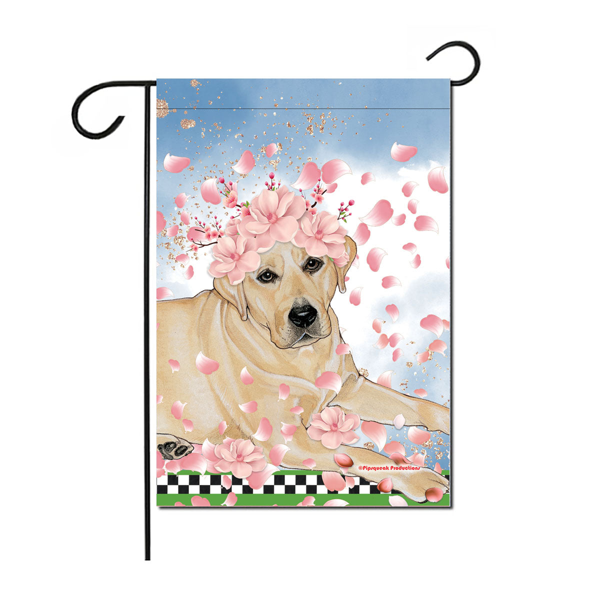 Labrador Retriever Yellow Lab Floral Garden Flag Double Sided 12 x 17 in. - Pipsqueakproductions