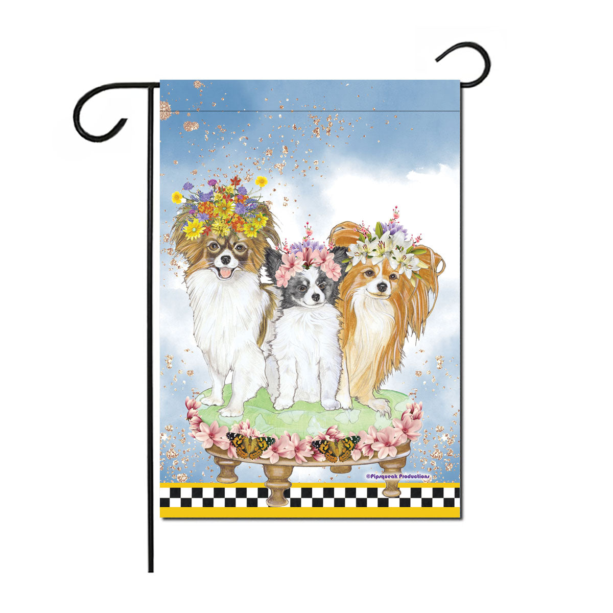 Papillon Floral Garden Flag Double Sided 12 x 17 in. - Pipsqueakproductions