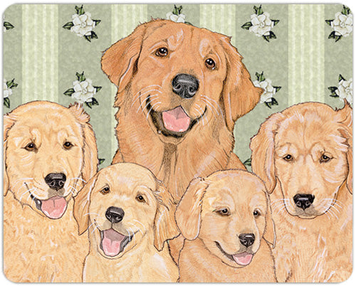 Golden Retriever Family Cutting Board Tempered Glass, Pet Placemat, 11.5" x 15.5" - Pipsqueakproductions