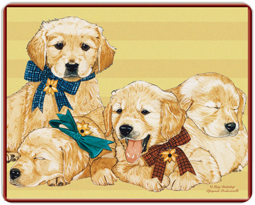 Golden Retriever Puppies Cutting Board Tempered Glass, Pet Placemat, 11.5" x 15.5" - Pipsqueakproductions