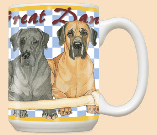 Great Dane Ceramic Coffee Mug Tea Cup 15 oz - Pipsqueakproductions