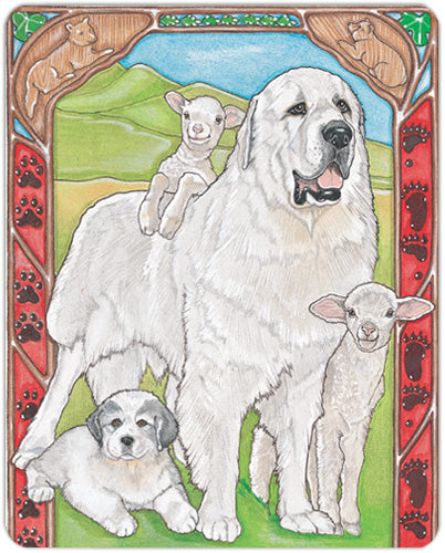 Great Pyrenees Cutting Board Tempered Glass, Pet Placemat, 11.5" x 15.5" - Pipsqueakproductions