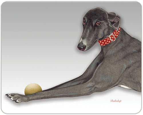 Greyhound Black, Cutting Board Tempered Glass, Pet Placemat, 11.5" x 15.5" - Pipsqueakproductions
