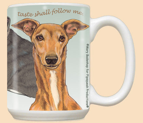 Greyhound Ceramic Coffee Mug Tea Cup 15 oz - Pipsqueakproductions