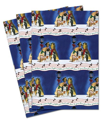 Dog and Cat Group Holiday Gift Wrap - Pipsqueakproductions