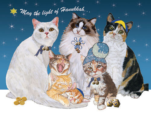 Cat Hanukkah Cards Set of 10 cards & 10 envelopes - Pipsqueakproductions
