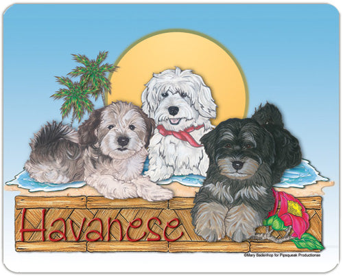 Havanese Cutting Board Tempered Glass, Pet Placemat, 11.5" x 15.5" - Pipsqueakproductions