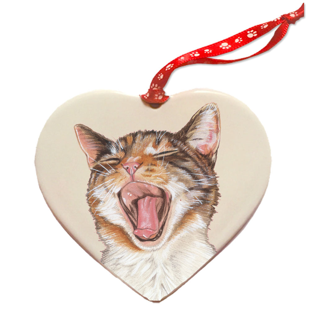 Cat's Meow Porcelain Heart Ornament Double-Sided - Pipsqueakproductions