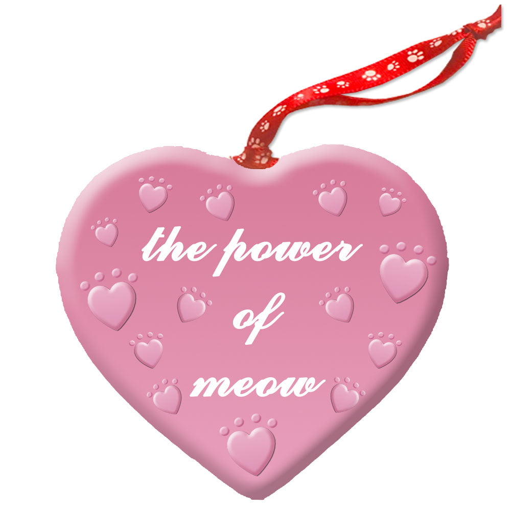 Cat Tabby Kitty Porcelain Pink Heart Ornament Double-sided - Pipsqueakproductions