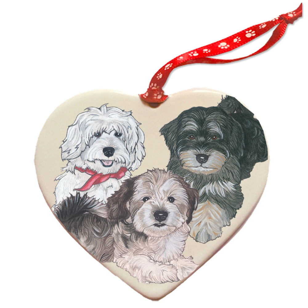 Havanese Porcelain Pet Gift Heart Ornament - Pipsqueakproductions