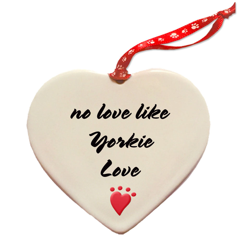 Yorkshire Terrier Yorkie Porcelain Pet Gift Heart Ornament - Pipsqueakproductions