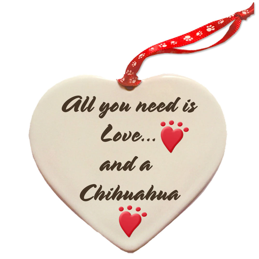 Chihuahua Porcelain Pet Gift Heart Ornament Double-sided - Pipsqueakproductions