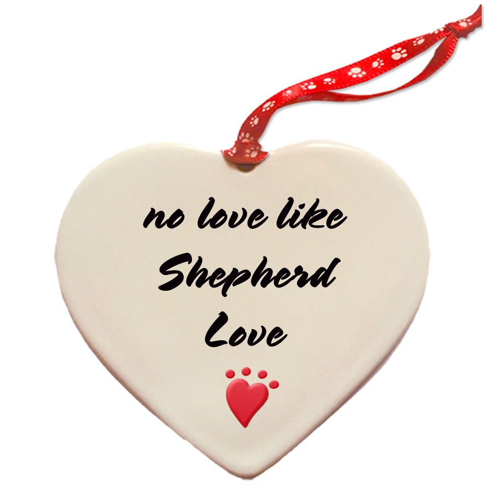 German Shepherd Porcelain Heart Ornament Double-Sided - Pipsqueakproductions