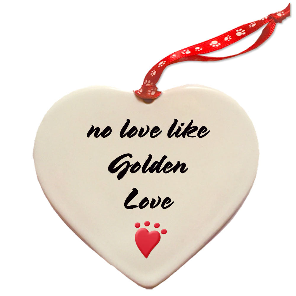 Golden Retriever Porcelain Heart Ornament Double-sided - Pipsqueakproductions