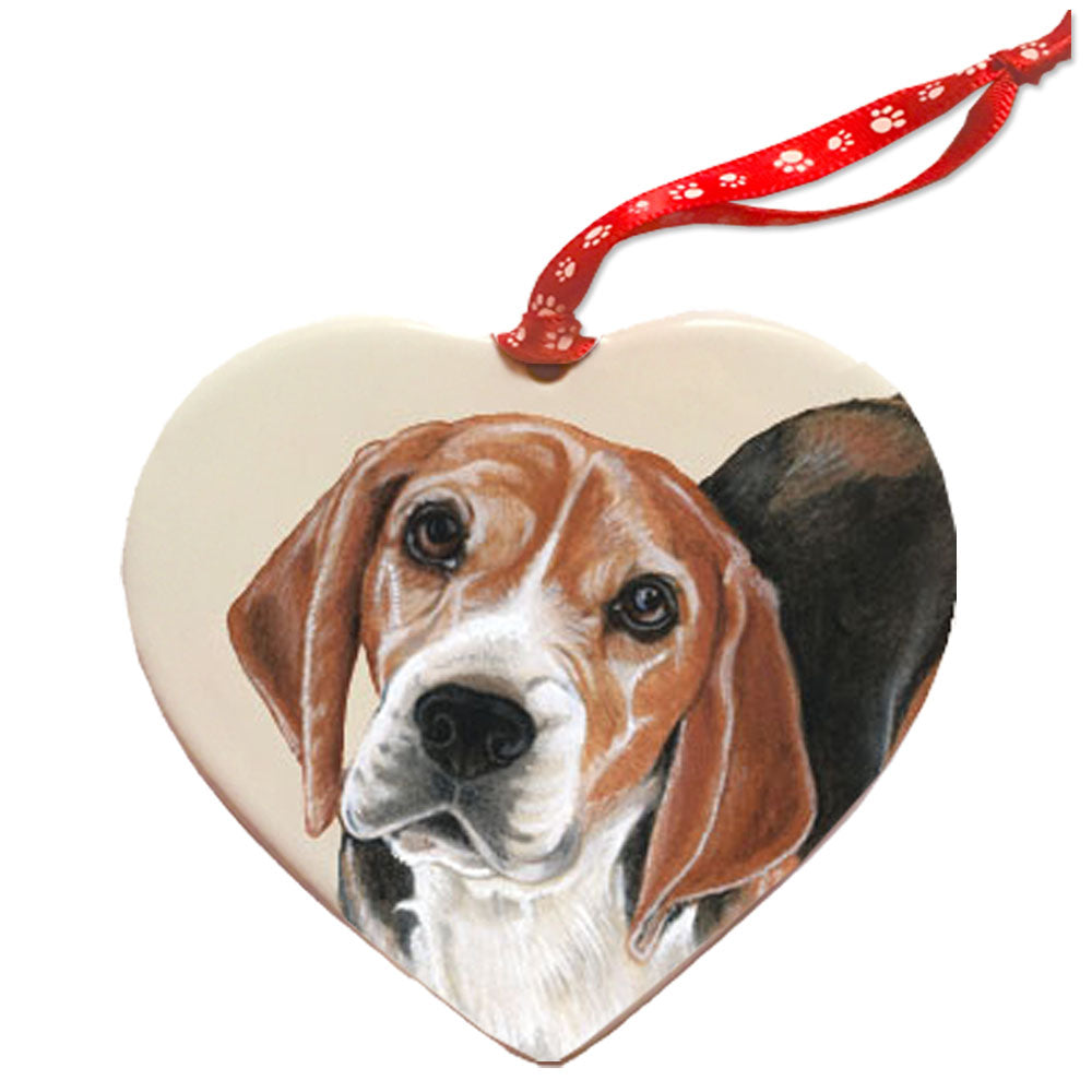 Beagle Porcelain Pet Gift Heart Ornament Double-Sided - Pipsqueakproductions
