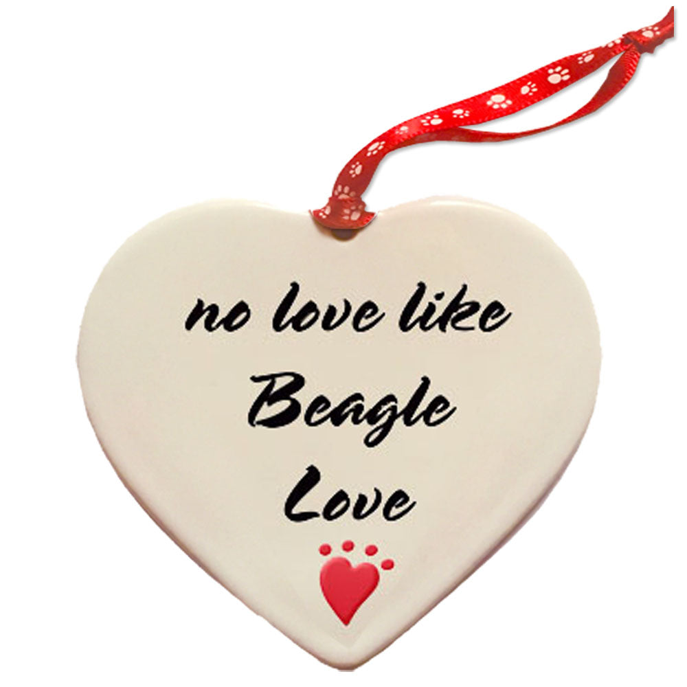 Beagle Porcelain Pet Gift Heart Ornament Double-Sided - Pipsqueakproductions