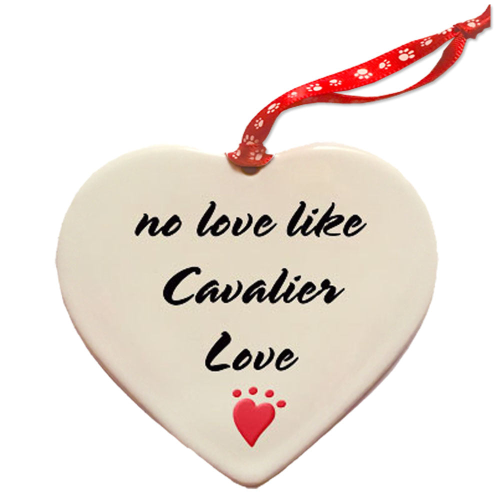 Cavalier King Charles Porcelain Heart Ornament Double-Sided - Pipsqueakproductions