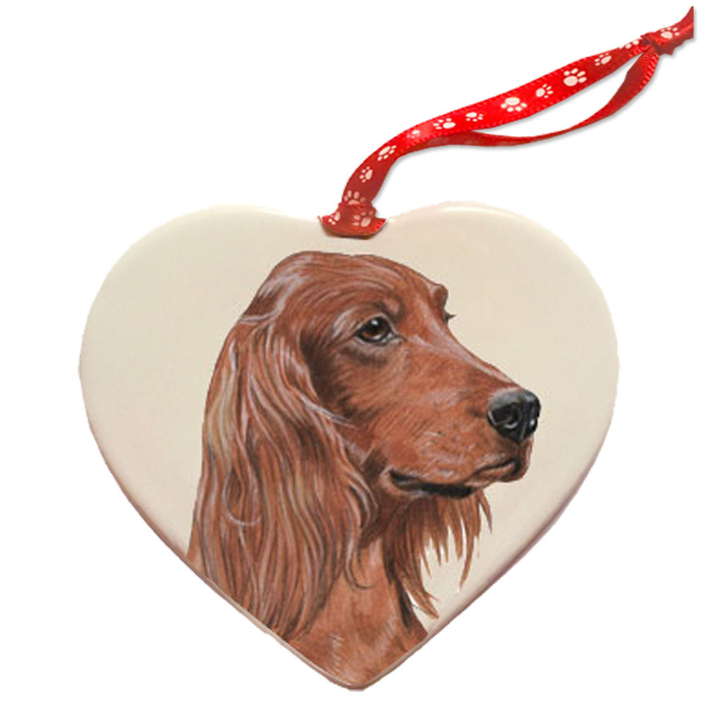 Irish Setter Porcelain Pet Gift Heart Ornament - Pipsqueakproductions