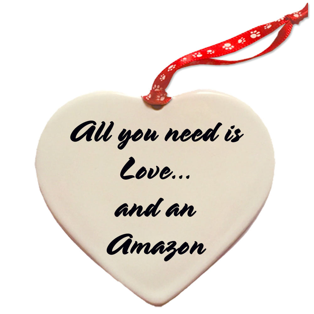 Amazon Parrot Porcelain Pet Gift Heart Ornament - Pipsqueakproductions