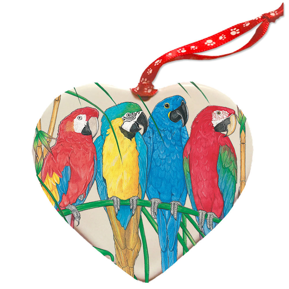 Macaw Parrot Porcelain Pet Gift Heart Ornament - Pipsqueakproductions