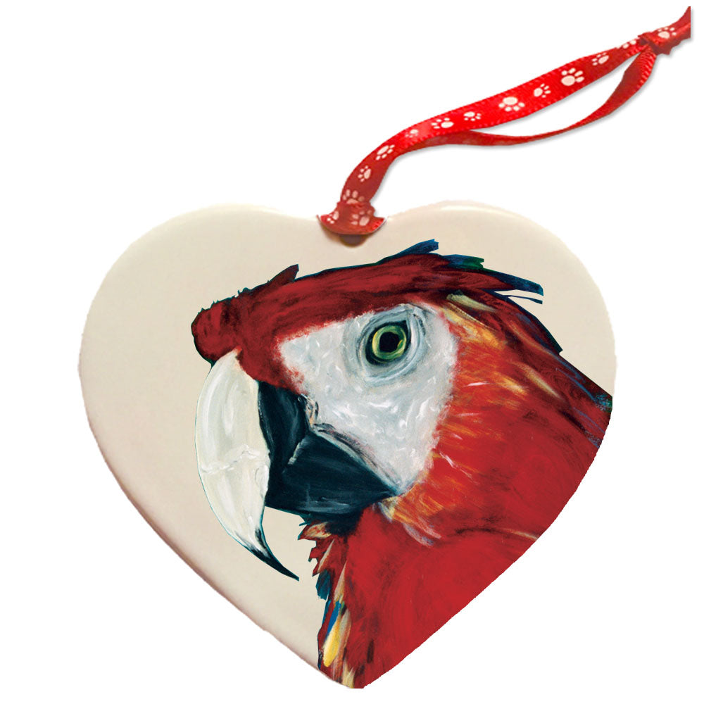 Macaw Parrot Porcelain Pet Gift Heart Ornament - Pipsqueakproductions