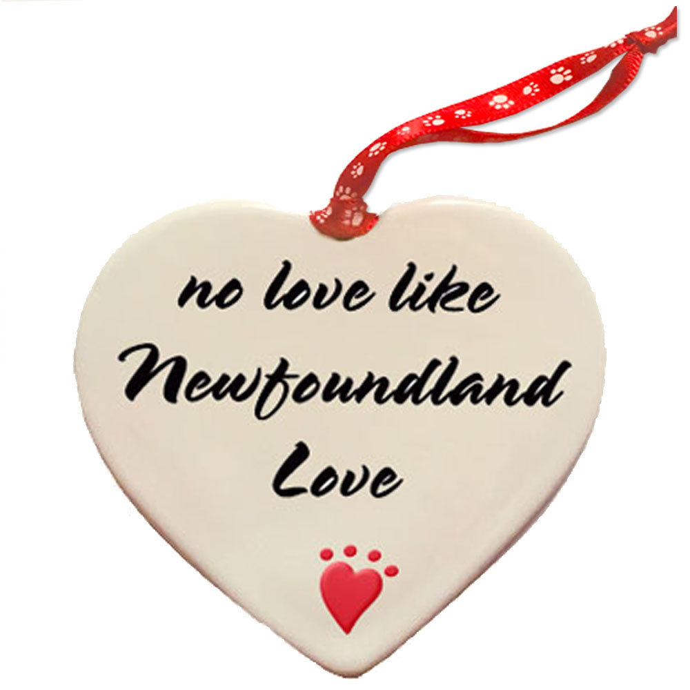 Newfoundland Newfie Dog Porcelain Pet Gift Heart Ornament - Pipsqueakproductions