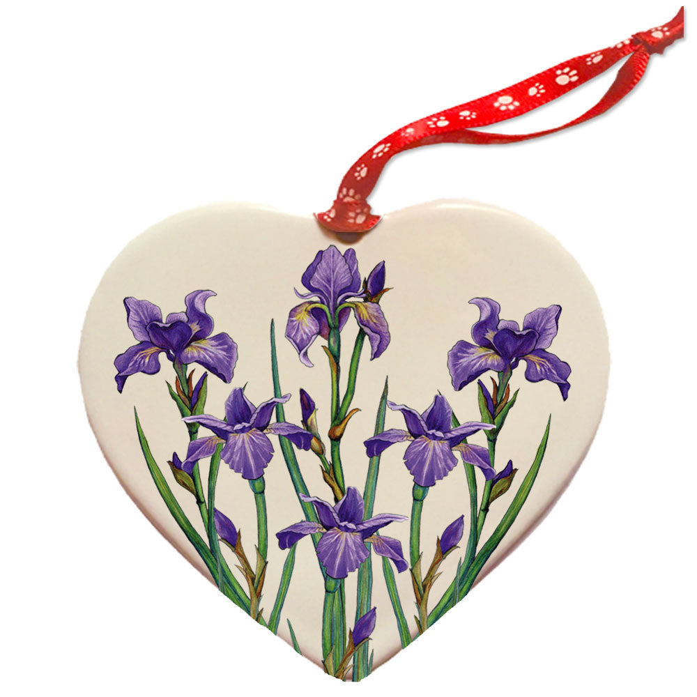 Shetland Sheepdog Sheltie Dog Porcelain Floral Heart Shaped Ornament Décor Pet Gift - Pipsqueakproductions