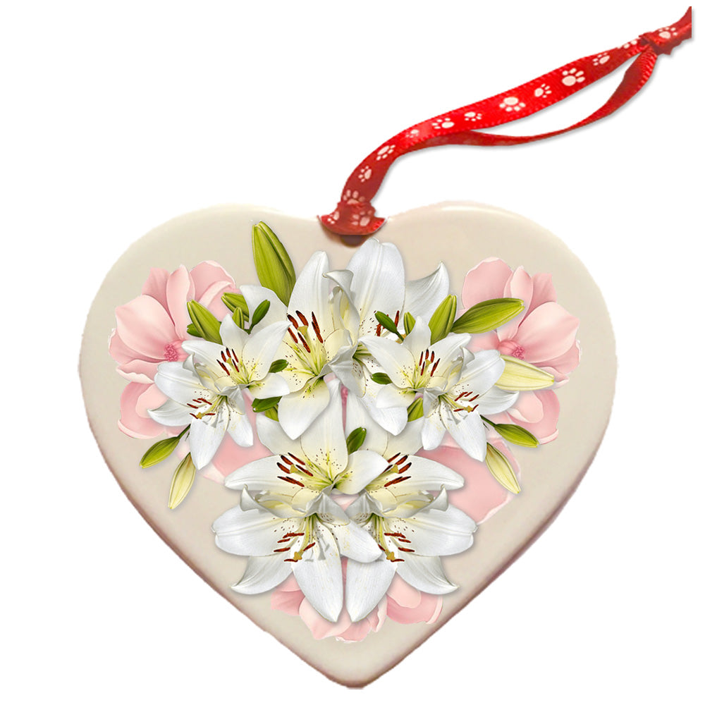 Italian Greyhound Dog Porcelain Floral Heart Shaped Ornament Décor Pet Gift - Pipsqueakproductions