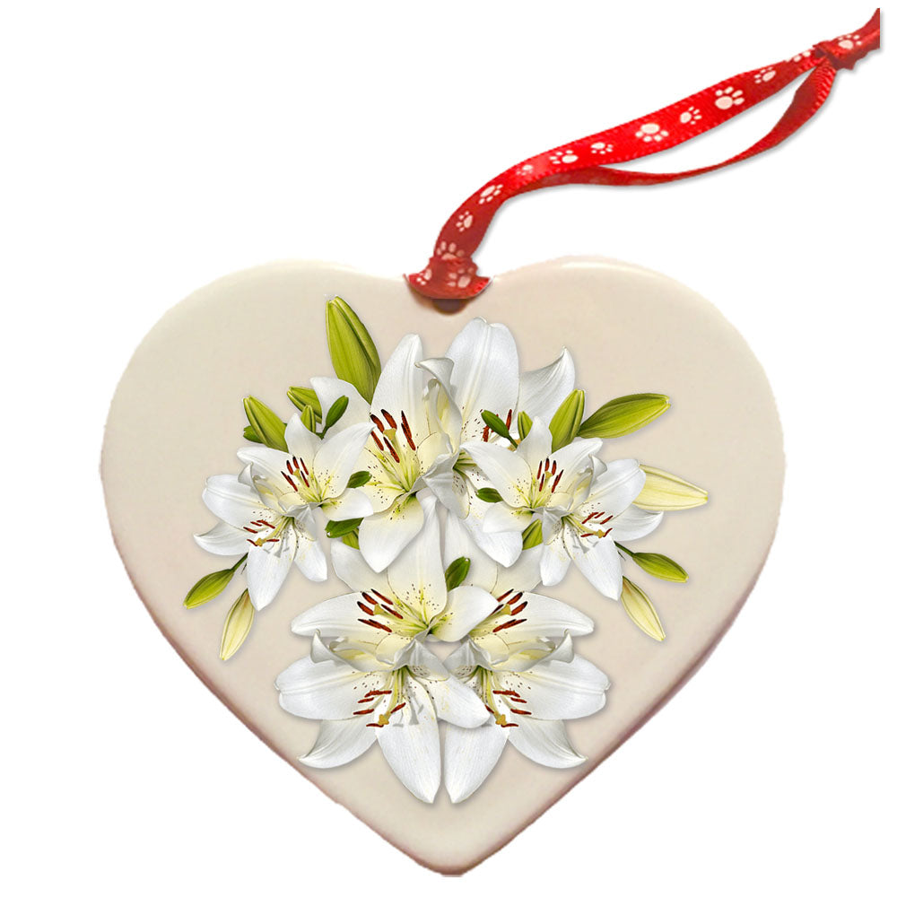 Pomeranian Dog Porcelain Floral Heart Shaped Ornament Décor Pet Gift - Pipsqueakproductions