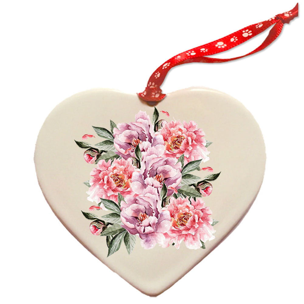 Shar Pei Chinese Dog Porcelain Floral Heart Shaped Ornament Décor Pet Gift - Pipsqueakproductions