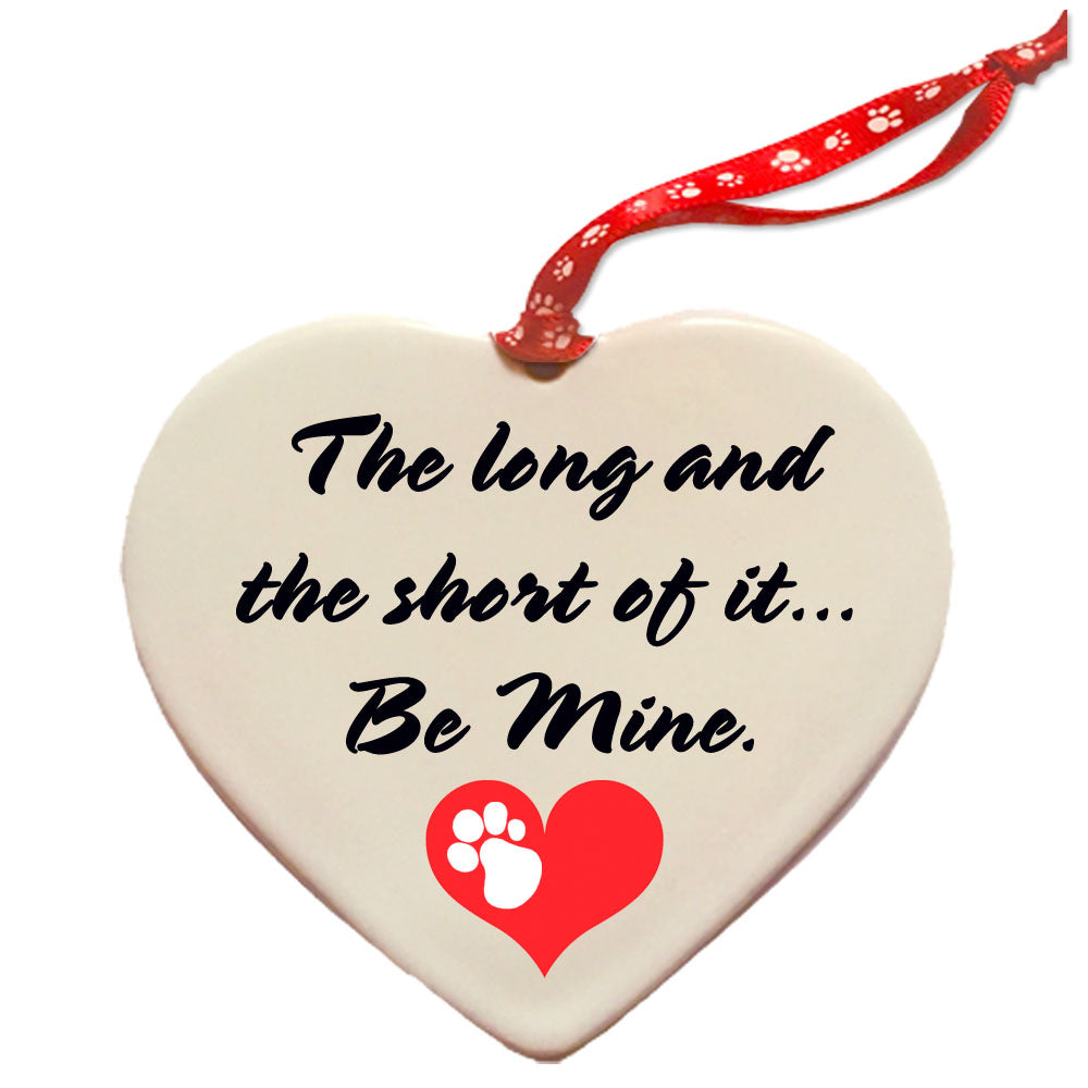 Dachshund Porcelain Valentine’s Day Heart Ornament Double-Sided - Pipsqueakproductions