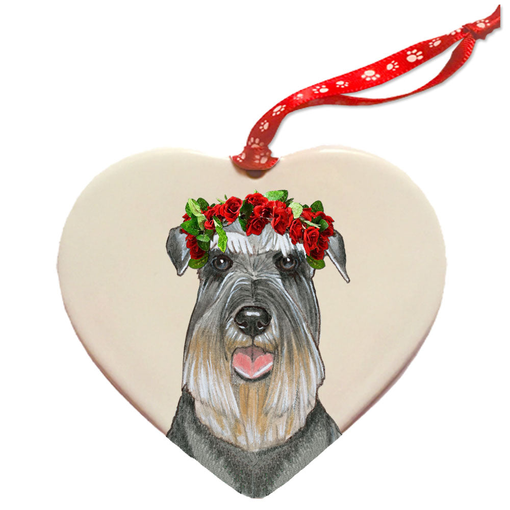 Schnauzer Porcelain Valentine’s Day Heart Ornament Pet Gift - Pipsqueakproductions