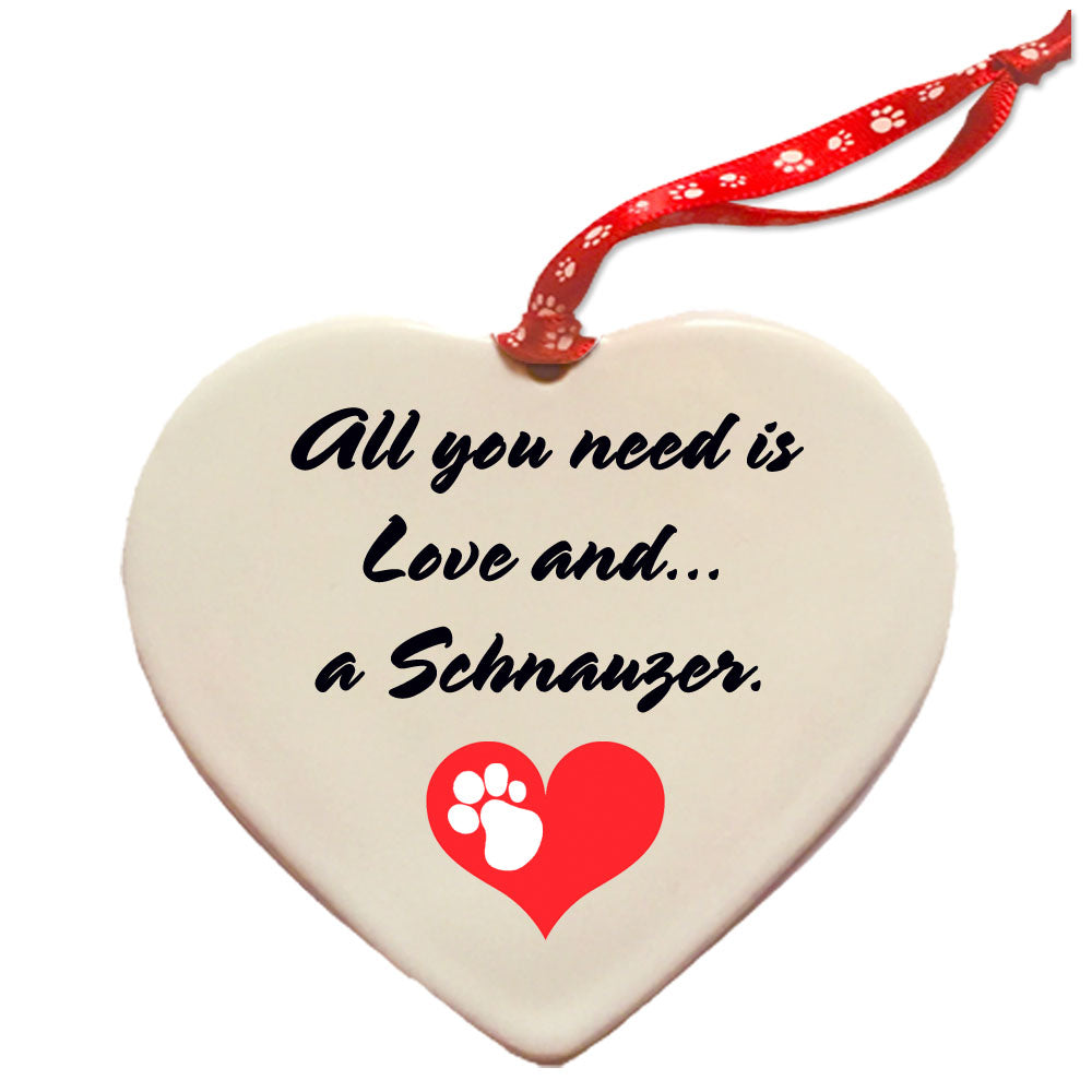 Schnauzer Porcelain Valentine’s Day Heart Ornament Pet Gift - Pipsqueakproductions